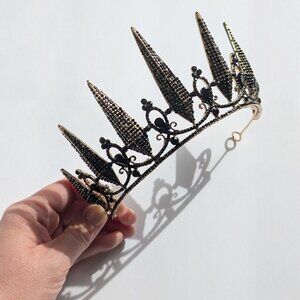 Gothic Tiara- Crown. Black bejewled
